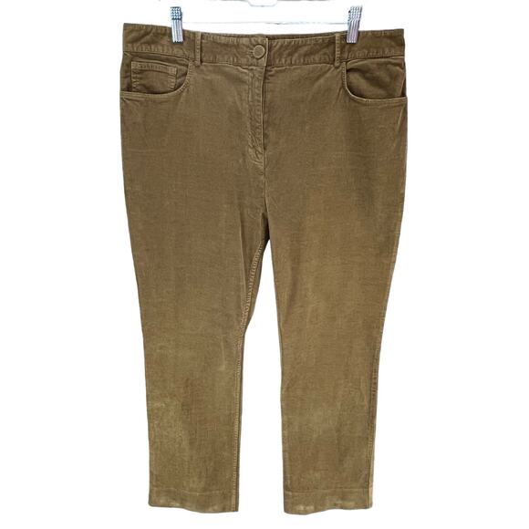 Theory Pants - Theory Pants Womens 12 Tan‎ Gold Corduroy Slim Straight High Rise Modern Classic